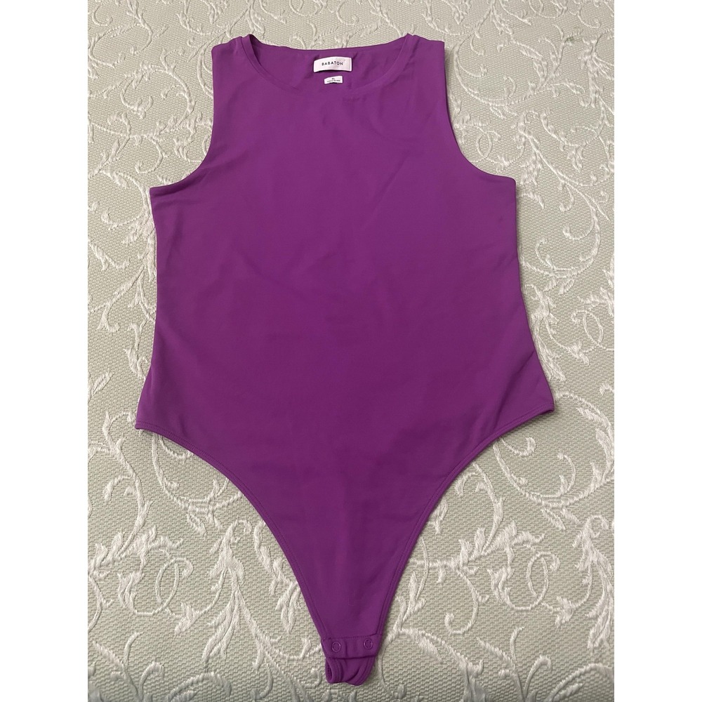 Babaton Bodysuit Womens XL Purple Sleeveless Scoop Neck Lined Shaping Stretch